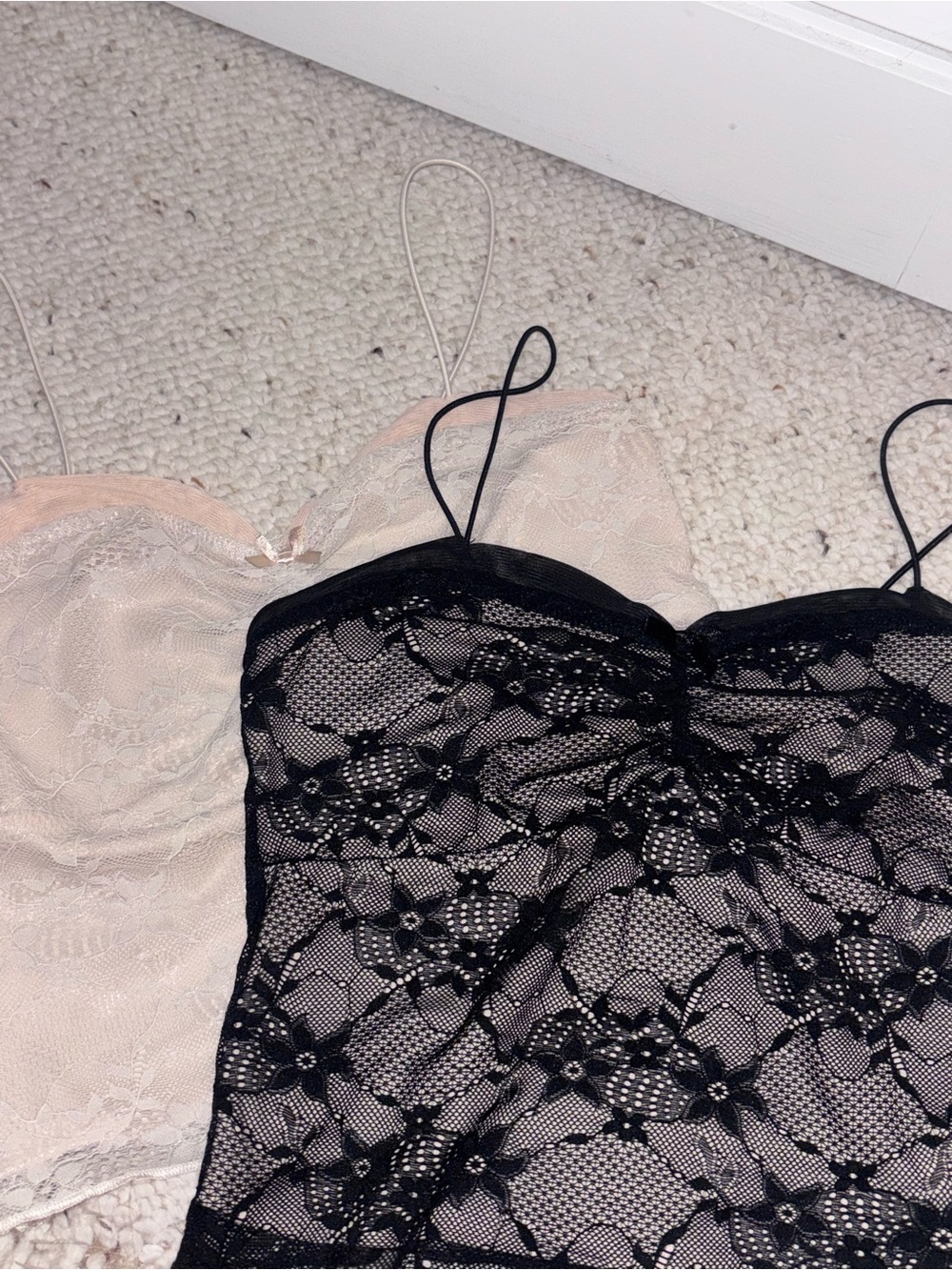 wild fable Black Lace Overlay Cami with Blush Lining